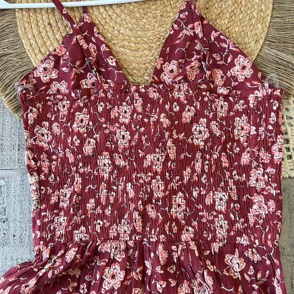 Angie Green Boho Maxi Dress Size L Rayon V Neck Adjustable Straps - Picture 5 of 5